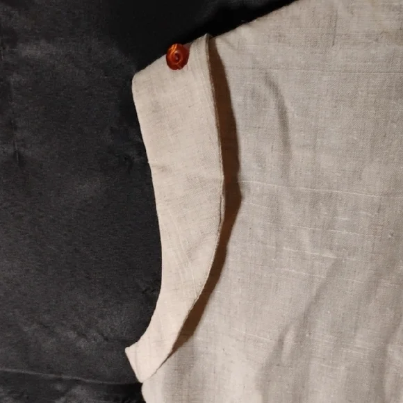 Vintage Cream Sleeveless Button-Up Linen Vest - Picture 6 of 10